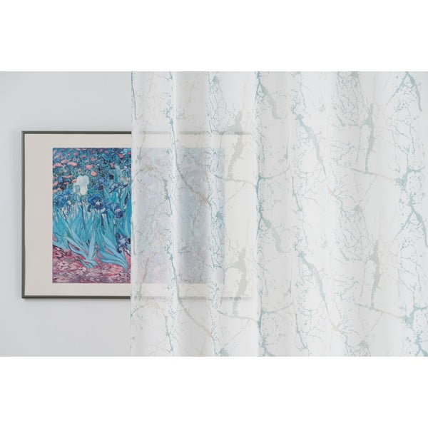 Kremno bela/turkizna prosojna zavesa 140x260 cm Mizar – Mendola Fabrics