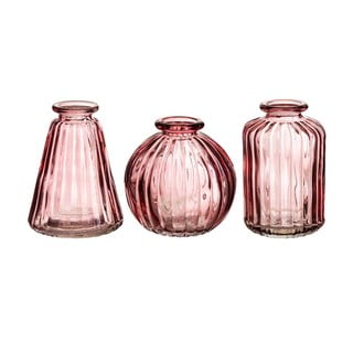 Komplet 3 rožnatih steklenih vaz Sass & Belle Bud