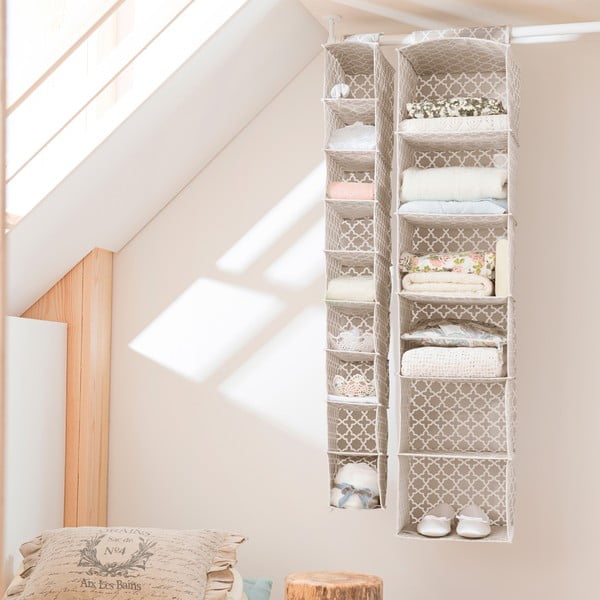 Bež viseči organizator z 9 predali Kompaktor, širina 15 cm-image-1