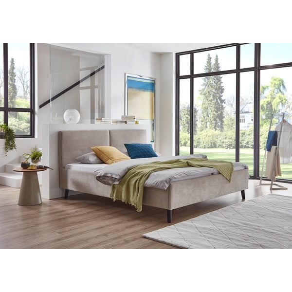Bež oblazinjena zakonska postelja z letvenim dnom 160x200 cm Piano – Meise Möbel-image-1