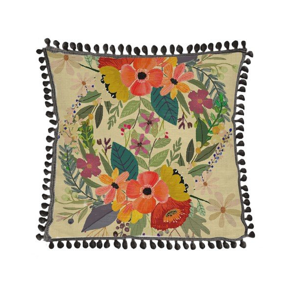 Komplet 2 lanenih okrasnih blaznih Little Nice Things Floral panda, 45 x 45 cm-image-2