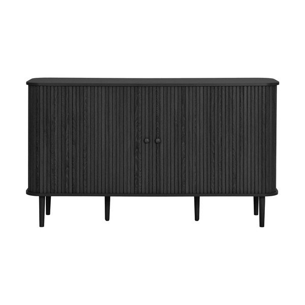 Črna komoda iz masivnega bora 140x79x40 cm Nikko – House Nordic-image-3