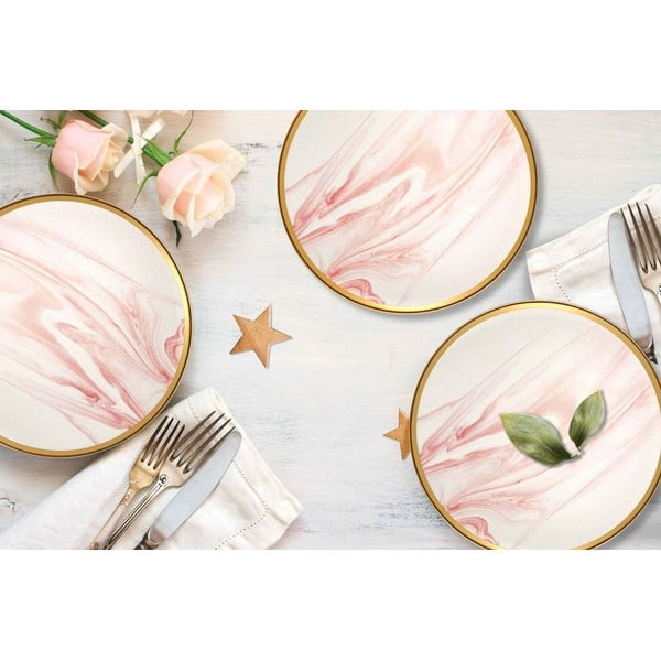 Komplet 6 rožnato-belih porcelanastih desertnih krožnikov Mia Lucid, ⌀ 19 cm