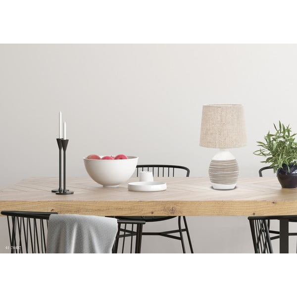 Bež namizna svetilka s tekstilnim senčnikom (višina 35 cm) Ambon – Candellux Lighting-image-1