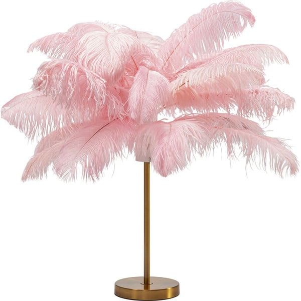 Rožnata namizna svetilka s senčnikom iz perja (višina 60 cm) Feather Palm – Kare Design
