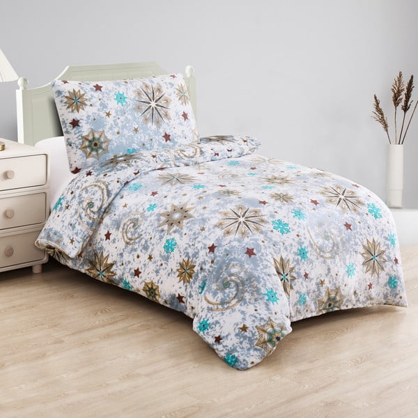 Bela/modra enojna posteljnina iz mikropliša 140x200 cm Estrellas – My House