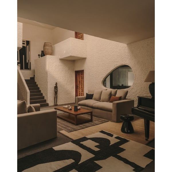 Črna/kremno bela obojestranska ročno tkana preproga iz mešanice jute 160x230 cm Sotty – Kave Home-image-2