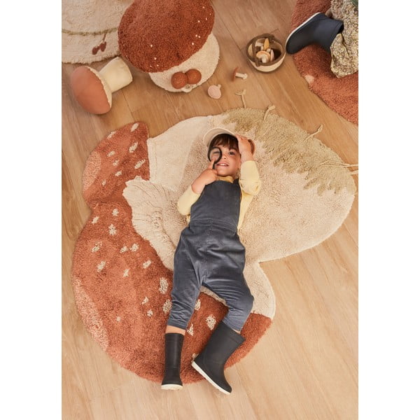 Opečnato oranžna/kremno bela pralna ročno tkana bombažna otroška preproga 120x120 cm Boletus – Lorena Canals-image-4