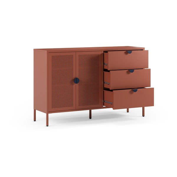 Kovinska komoda v barvi terakote 140x90x40 cm Sayla – Marckeric-image-2