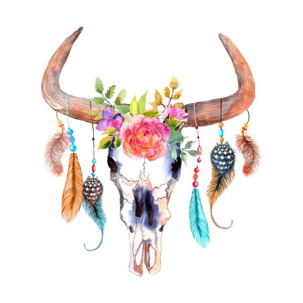 Stenska nalepka Ambiance Boho Buffalo Head-image-2