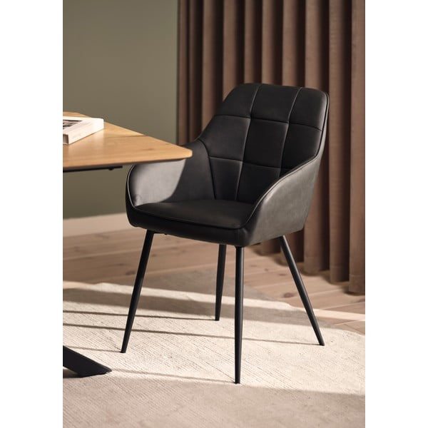 Temno sivi oblazinjeni jedilni stoli v kompletu z nasloni za roke 2 ks Nolan Square – Unique Furniture-image-2