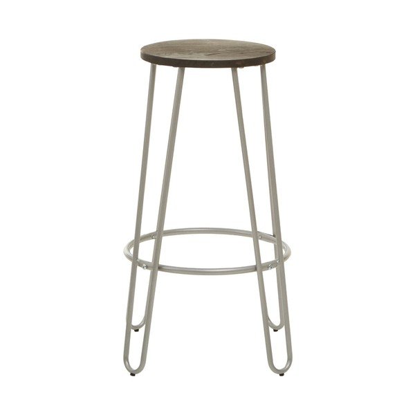 Barsko stol iz masivnega bresta v srebrni barvi/v naravni barvi (višina sedeža 75 cm) District – Premier Housewares-image-2