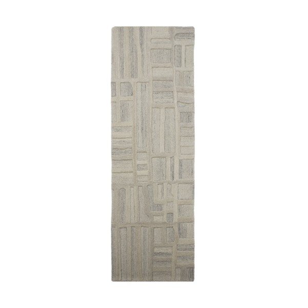 Sivo-bež ročno tkan volnen tekač 80x300 cm Elva  – Flair Rugs