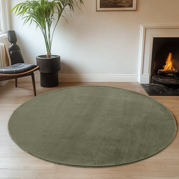 Kaki zelena pralna okrogla preproga ø 120 cm Joy – Ayyildiz Carpets-image-1