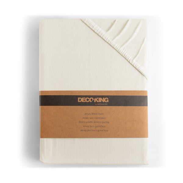 Bela/kremno bela napenjalna rjuha iz jerseyja 240x200 cm Amber – Restilo-image-4