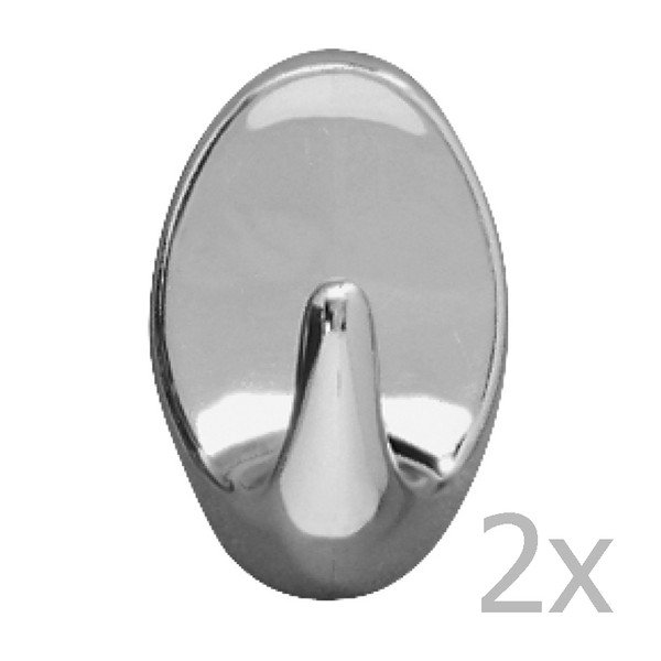 Komplet 2 stenskih kjukastih obešalnikov Wenko Maxi Hooks Chrome-image-1