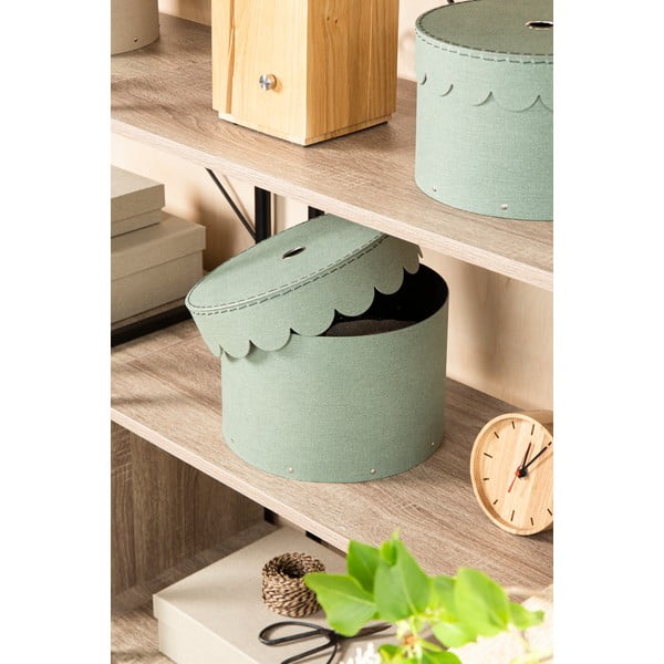 Zelenomodre kartonaste škatle za shranjevanje v kompletu 2 ks s pokrovom ø 26x17,5 cm Wilma Canvas Paper Laminate – Bigso-image-1