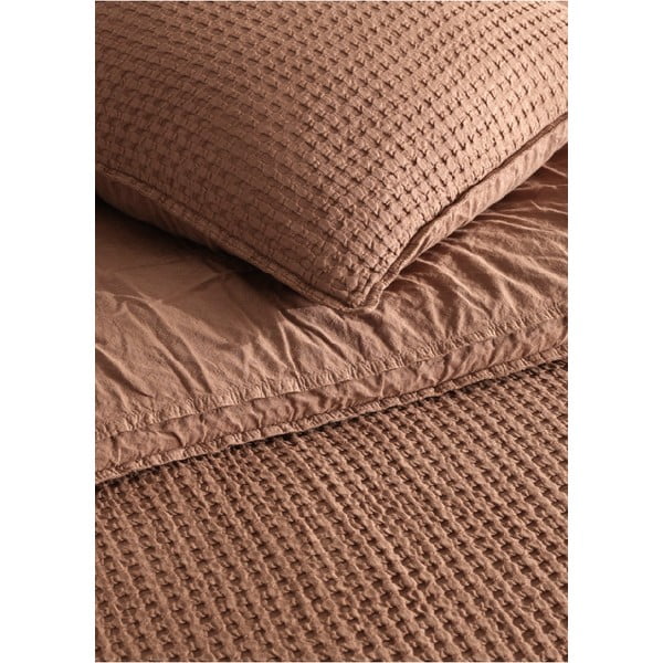 Rjava podaljšana posteljnina za zakonsko posteljo iz renforce bombaža 240x220 cm Waffle Striped – Mila Home Luxury-image-1