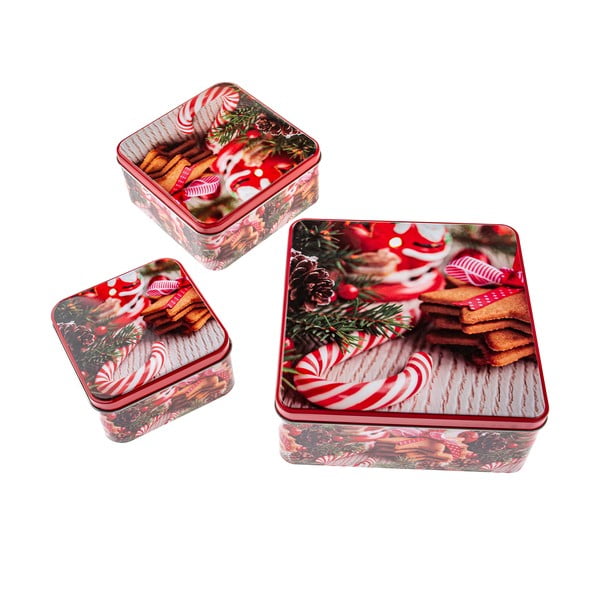 Kovinske posode za shranjevanje v kompletu za slaščice 3 ks Christmas – Dakls