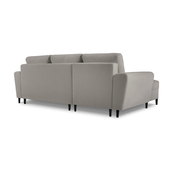 Svetlo siva raztegljiva kotna sedežna garnitura s prostorom za shranjevanje iz tkanine bouclé (levi kot/z ležalnikom) Kyoto – Cosmopolitan Design-image-4