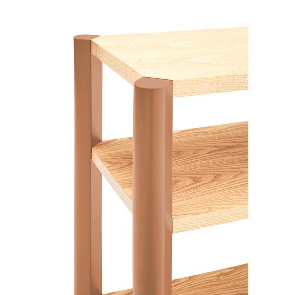 Regal v hrastovem dekorju in oranžno opečnati in svetlo naravni barvi 126x59x43 cm Bona – Teulat-image-3