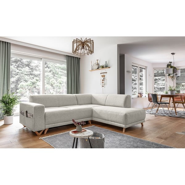 Bež raztegljiva/s prostorom za shranjevanje kotna sedežna garnitura (desni kot/v obliki črke L) Classy Sophie – Miuform-image-3