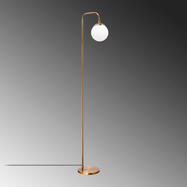 Bela/medeninasta stoječa svetilka s steklenim senčilom (višina 146 cm) Viran – Opviq lights-image-3