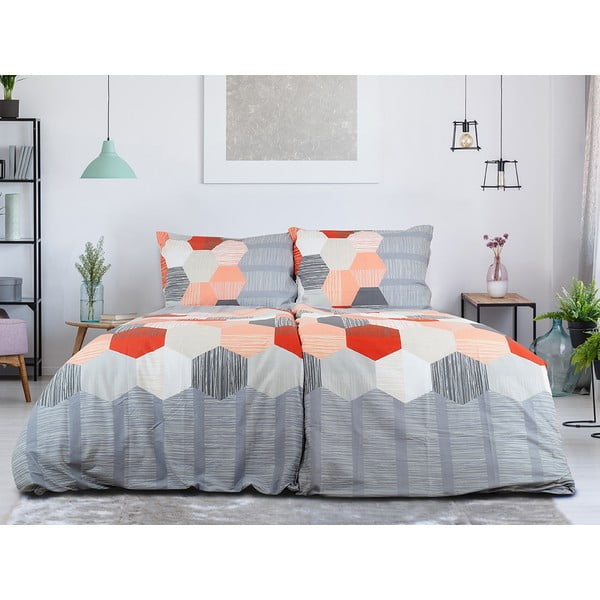 Siva enojna posteljnina iz krepa 140x200 cm Honey Comb – B.E.S.