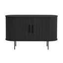 Črna komoda v hrastovem dekorju z drsnimi vrati 120x76x45 cm Nola – Unique Furniture