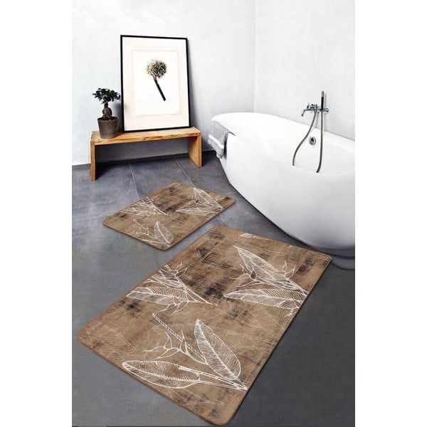 Rjave žametne kopalniške preproge v kompletu 2 ks 60x100 cm – Mila Home-image-3