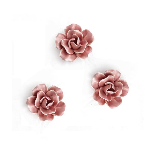 Keramični cvet za obešanje 3 kosi, roza