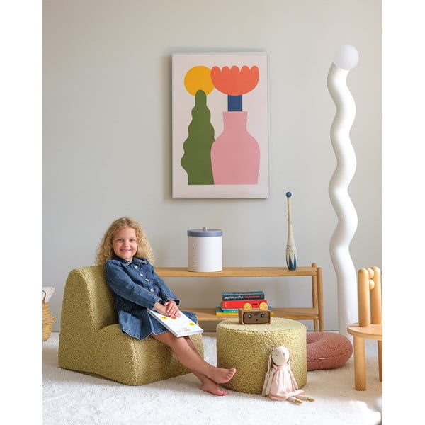 Zelen otroški tabure iz tkanine bouclé – Wigiwama-image-2