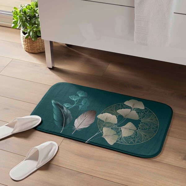 Turkizna kopalniška preproga 45x75 cm Ginkoblue – douceur d'intérieur-image-1