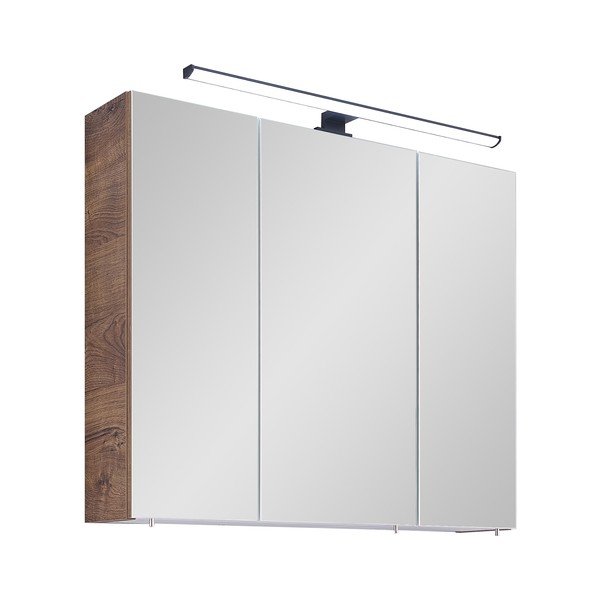 Rjava stenska kopalniška omarica z ogledalom 75x70 cm Set 374 - Pelipal-image-2