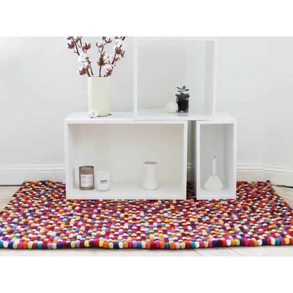 Temno rdeča preproga iz volnenega filca Wooldot Ball Rugs, 100 x 150 cm-image-2