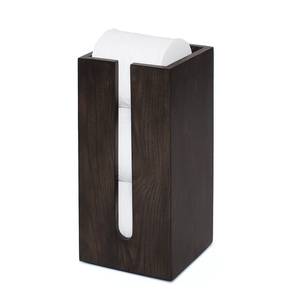 Stojalo za shranjevanje toaletnega papirja iz hrastovega lesa Wireworks Mezza Dark-image-1