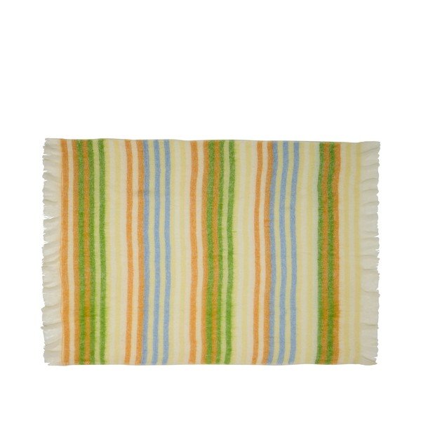 Rumena/zelena odeja iz mešanice volne 140x200 cm Loom – Hübsch