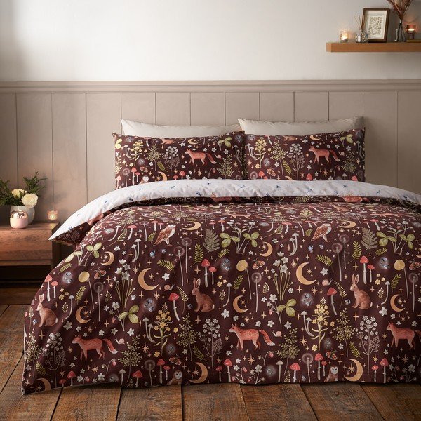 Temno rjava enojna posteljnina 135x200 cm Enchanted Twilight Animals – Catherine Lansfield