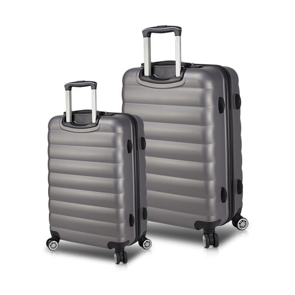 Komplet 2 sivih potovalnih kovčkov na kolesih z USB-vrati My Valice RESSNO Cabin & Medium