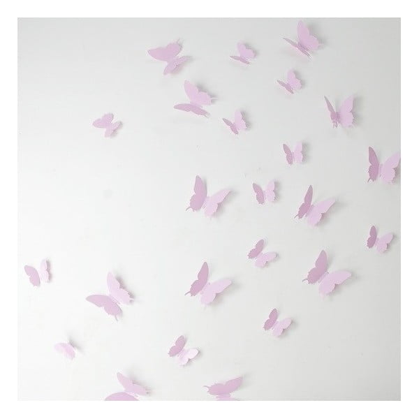 Komplet 12 roza 3D nalepk Ambiance Butterflies