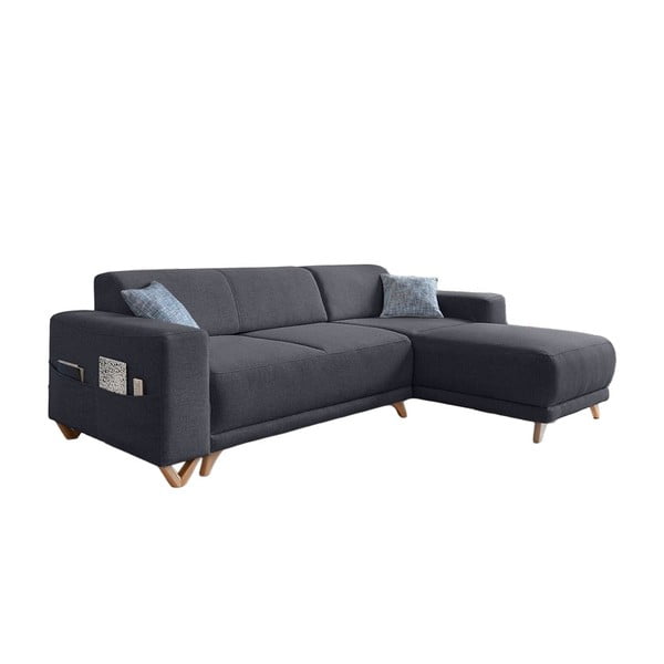 Antracitno siva raztegljiva/s prostorom za shranjevanje kotna sedežna garnitura Classy Sophie – Miuform