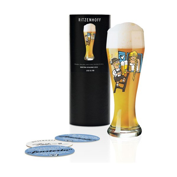 Komplet pivskega kozarca iz kristalnega stekla in 5 podstavkov Ritzenhoff Martina Schlenke, 645 ml-image-1