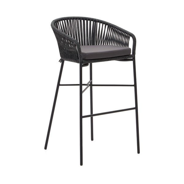 Črni jekleni barski stoli v kompletu 4 ks (višina sedeža 80 cm) Yanet – Kave Home