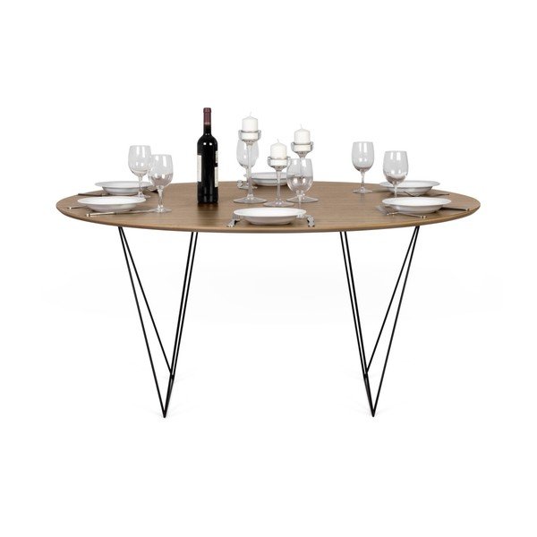 Jedilna miza iz orehovega lesa s črnim podnožjem Symbiosis Row, ⌀ 150 cm-image-2