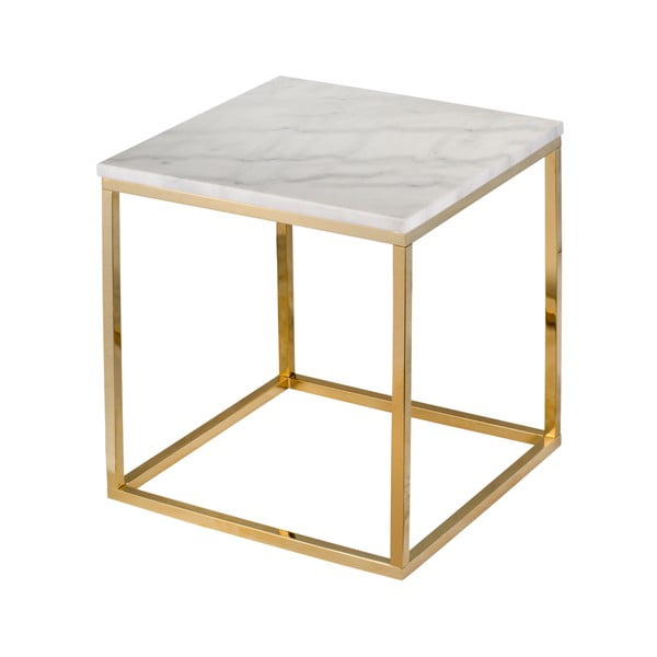 Miza iz belega marmorja z zlato podlago RGE Accent, 50 x 50 cm-image-1