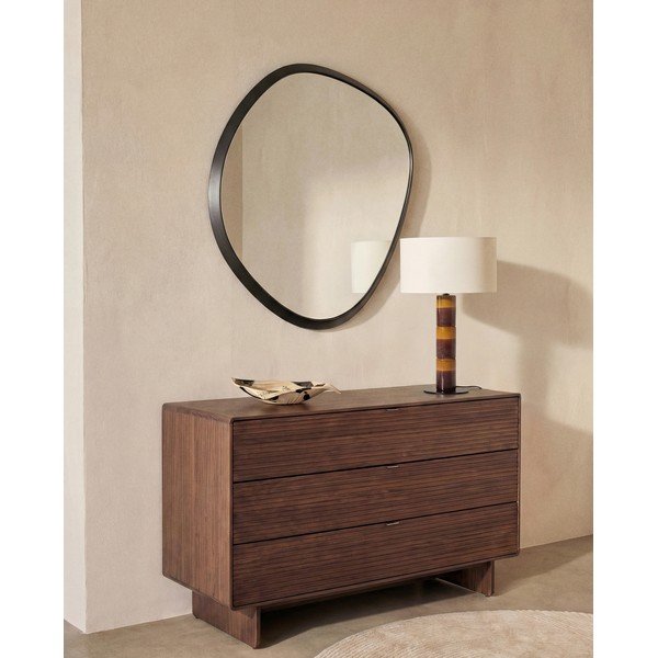 Komoda v orehovem dekorju v temni naravni barvi 101x75x50 cm Norlen – Kave Home-image-1