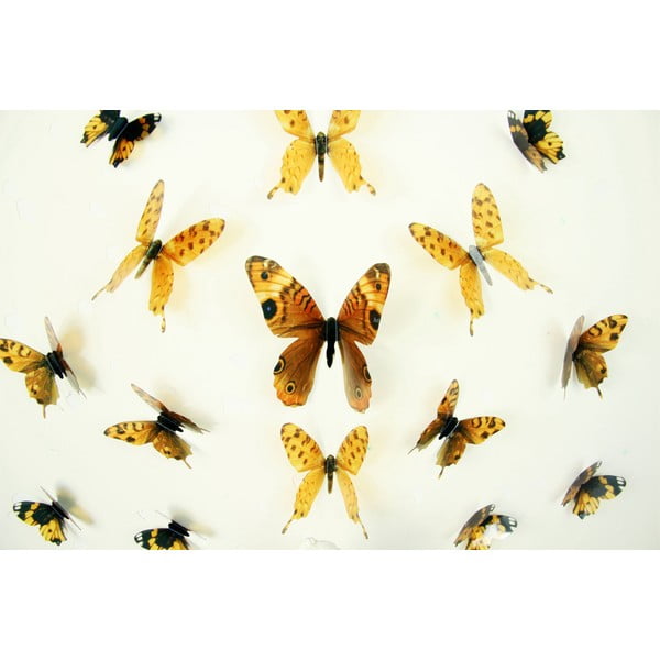 Komplet 18 3D nalepk Ambiance Butterflies Yellow-image-2