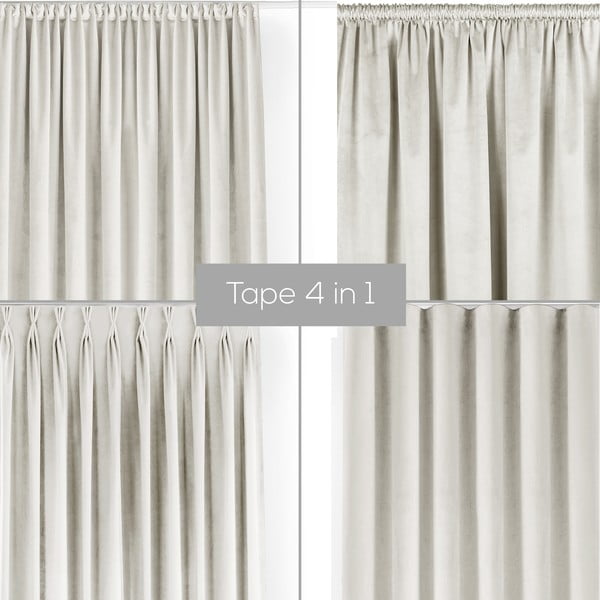 Kremno bela žametna zavesa za delno zatemnitev 400x225 cm Velto – Filumi-image-1