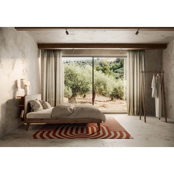 Rjava zakonska postelja iz borovega lesa z letvenim dnom 160x200 cm Retreat - Karup Design-image-1