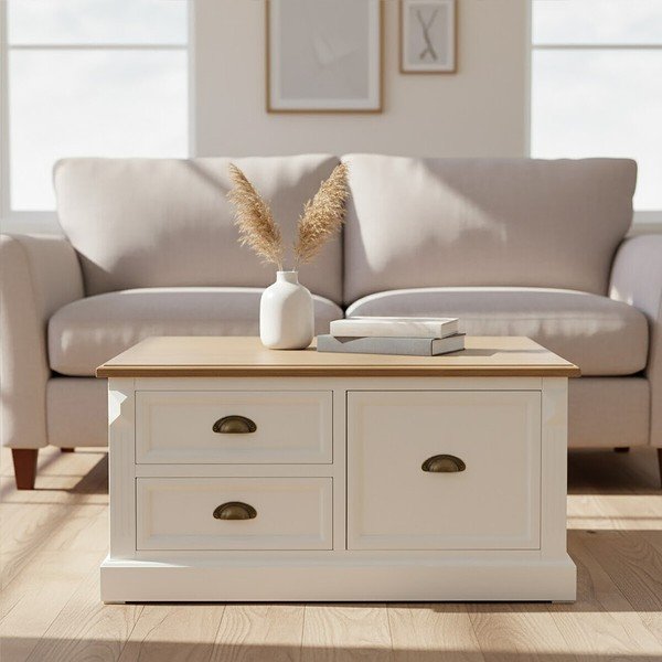 Bela klubska mizica v dekorju jelke 90x90 cm Hardwick – Premier Housewares-image-1